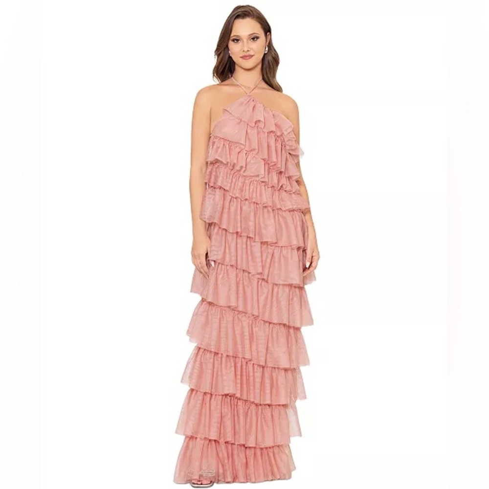 NWT Betsy & Adam
Women's layered Ruffle Halter Gown size 8, 12